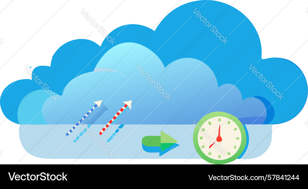 Cloud with clock and rain time-sensitive weather Vector Image