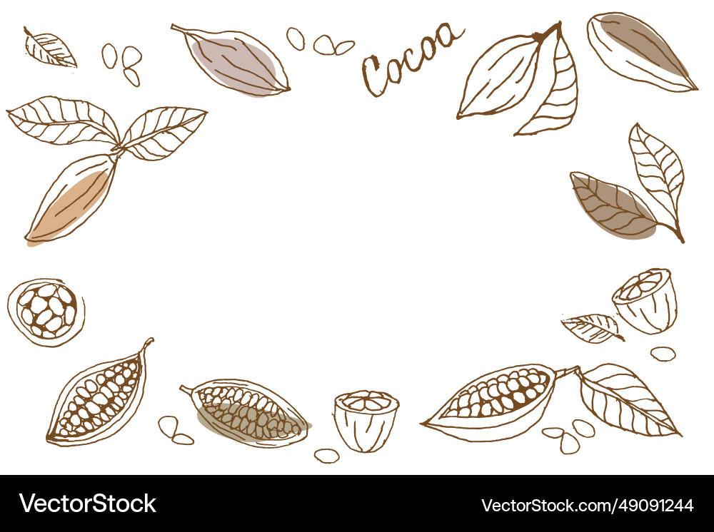 Cocoa tree elements isolated on white background Cocoa tree elements isolated on white background vector image