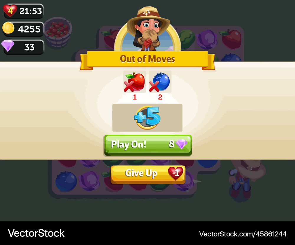 Complete set of level button game ui pop-up icon Vector Image
