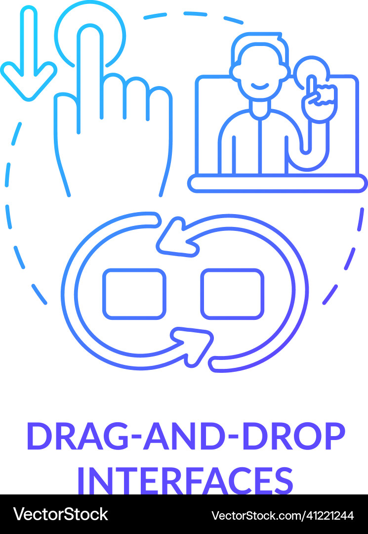 Drag and drop interfaces blue gradient concept Drag and drop interfaces blue gradient concept Vector Image