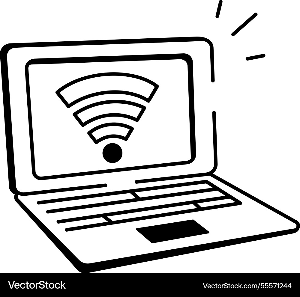 Internet connection icon in hand drawn style Vector Image