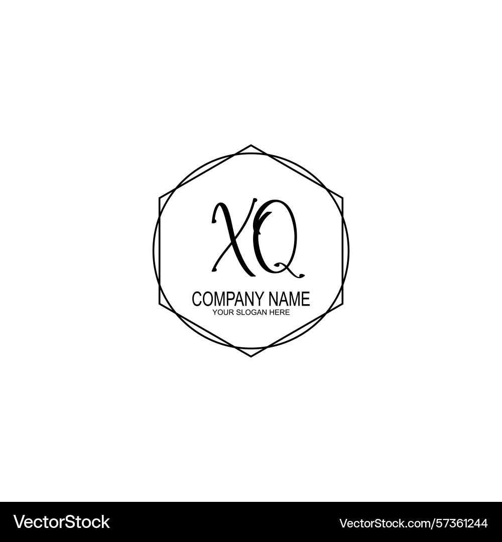 Minimalist handwritten xq initial logos with soft Vector Image