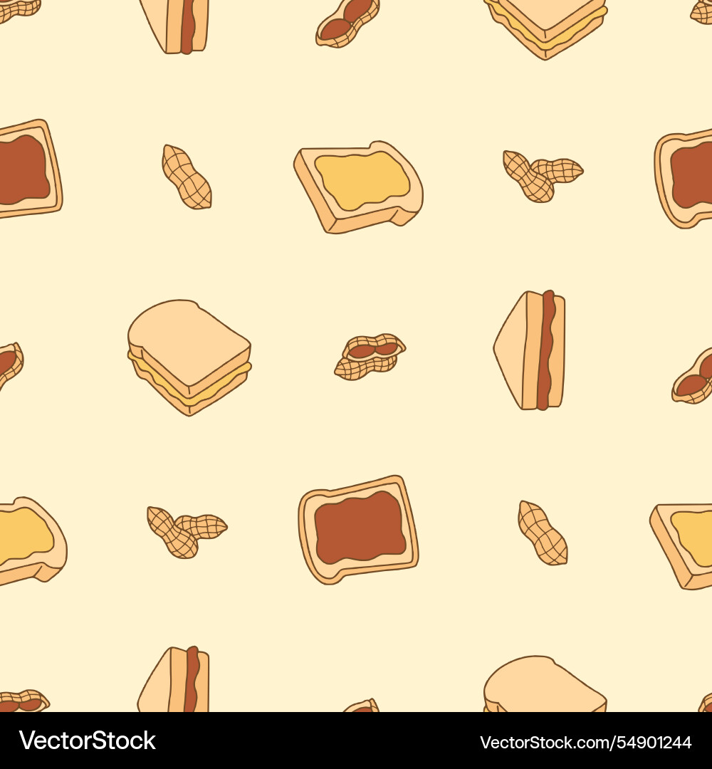 Peanut butter bread seamless pattern design Peanut butter bread seamless pattern design vector image