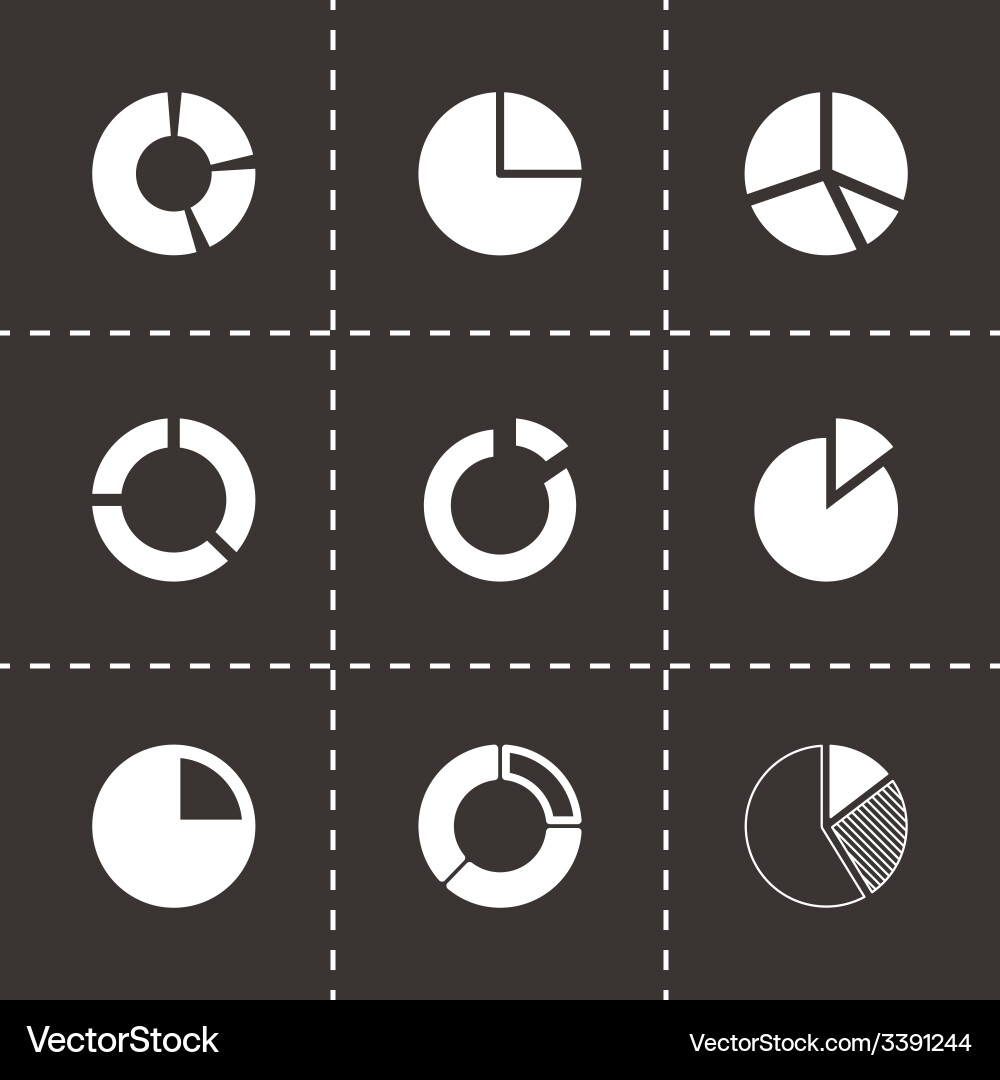 Pie Chart Icon Set - Data Visualization Vector Image