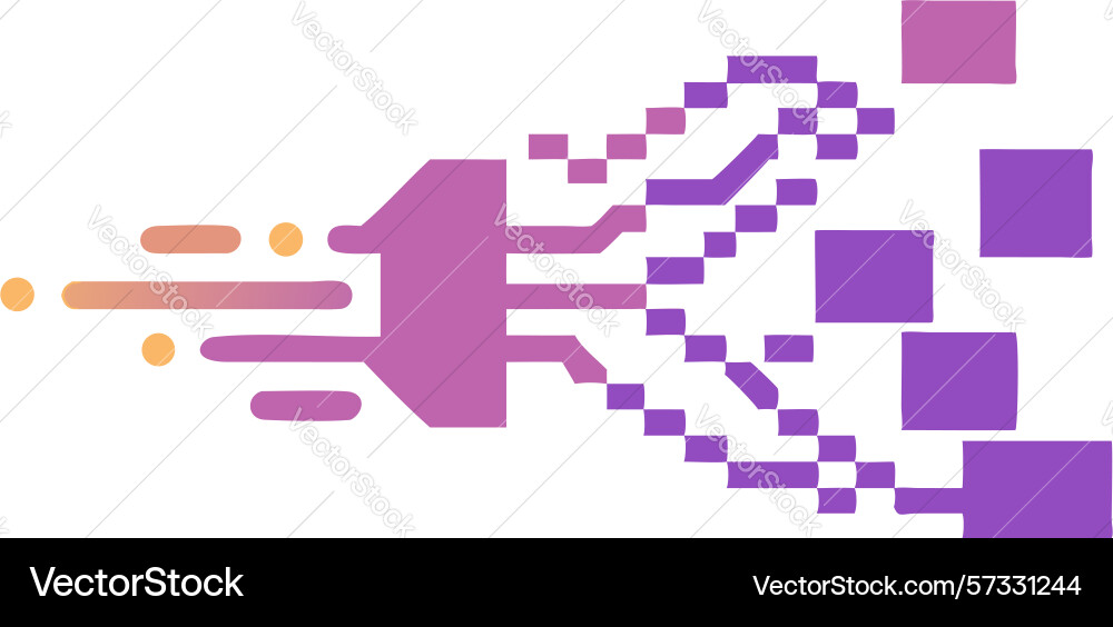 Pixelated data stream and digital flow design vector image