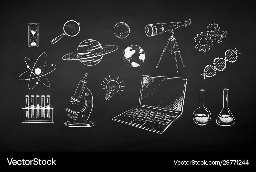 Science Chalk Set - Retro Objects vector image