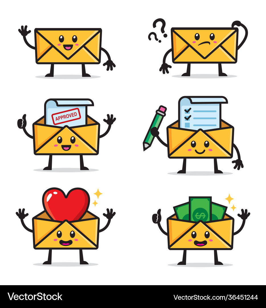 Set envelopes character design vector image
