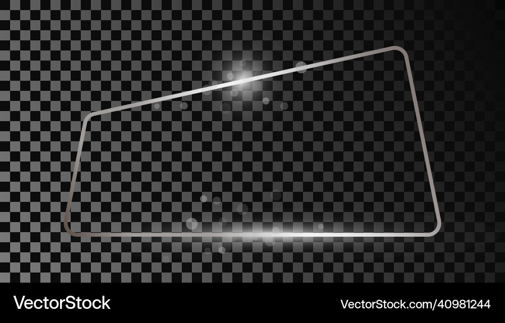Silver glowing trapezoid shape frame with sparkles Silver glowing trapezoid shape frame with sparkles vector image