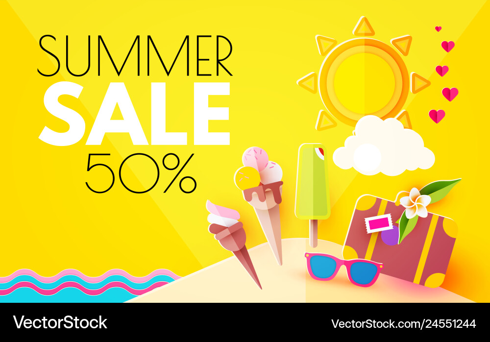 Summer sale hot vacation design template enjoy Summer sale hot vacation design template enjoy vector image