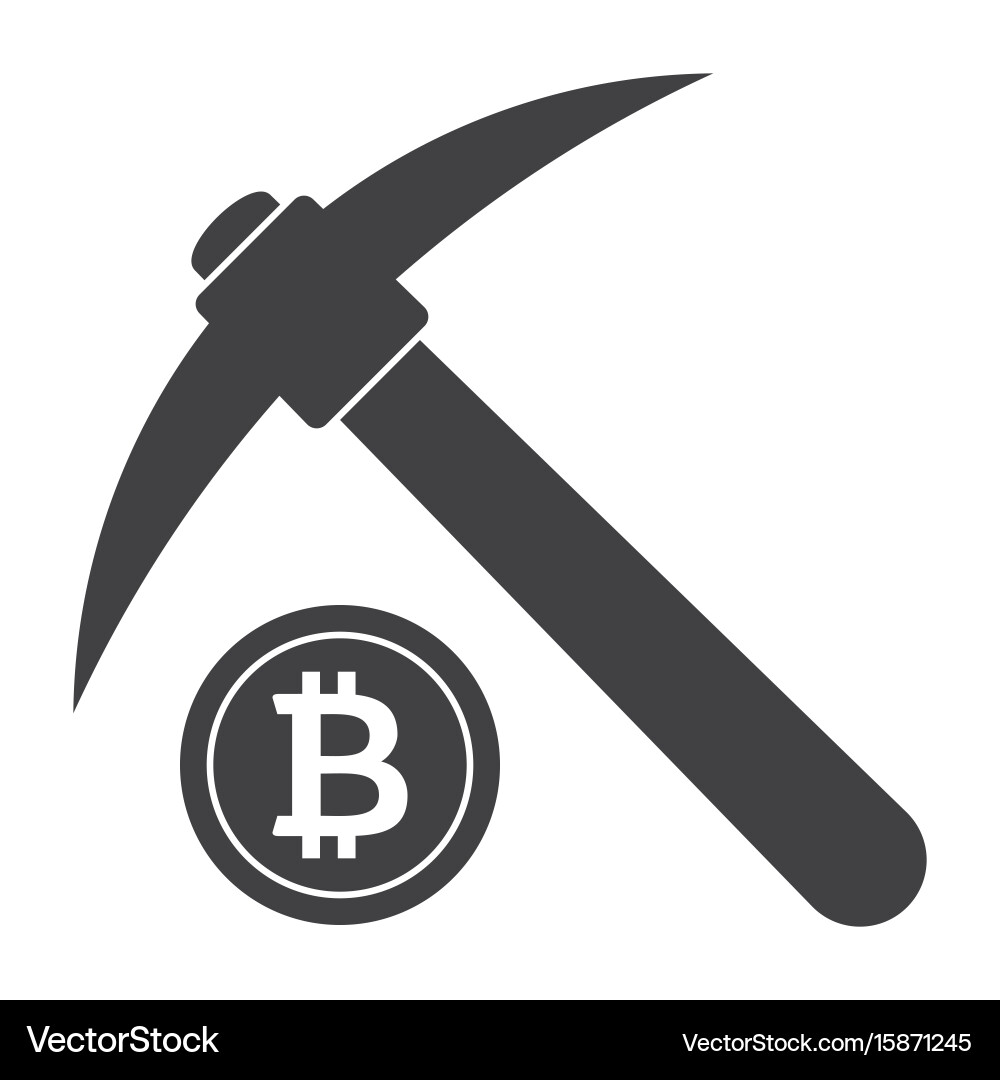 Bitcoin Mining - Pickaxe & Coin vector image