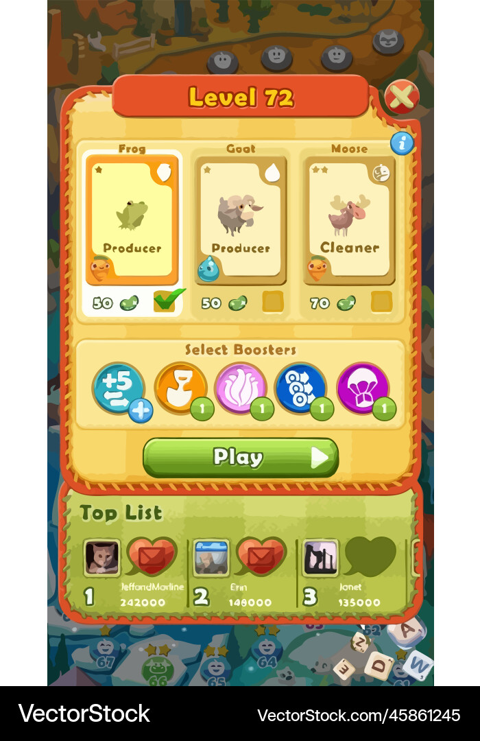 Complete set of level button game ui pop-up icon vector image