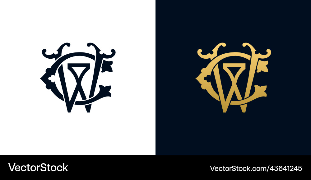 Elegant CW Monogram Initial Letters Vector Image