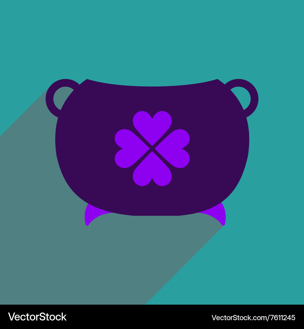 Flat web icon with long shadow cauldron vector image