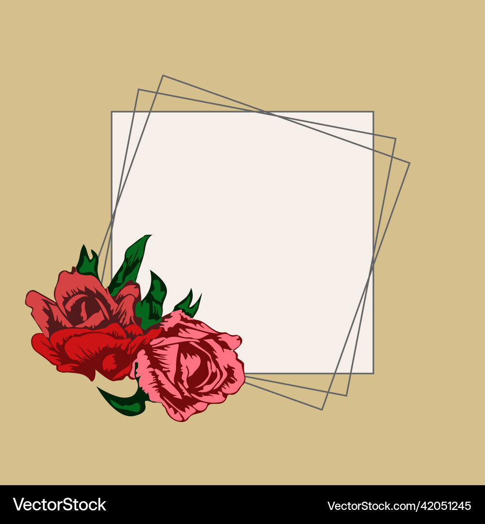 Greeting card with frame text box and rose Greeting card with frame text box and rose vector image