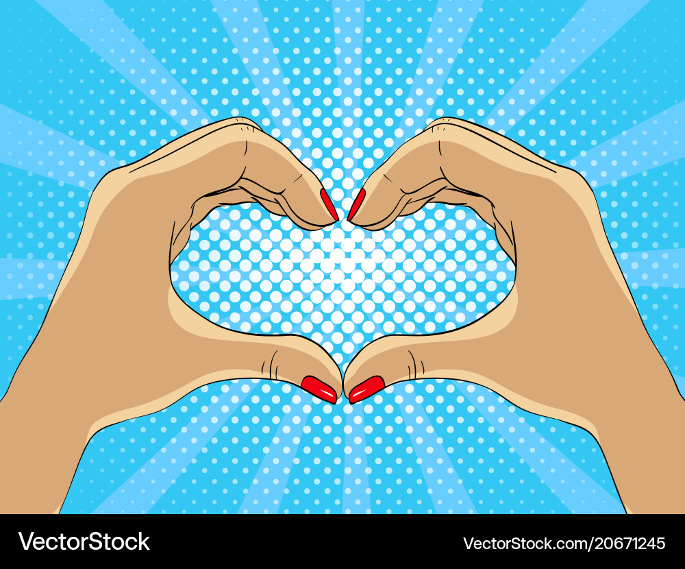 Hands Forming a Heart - Pop Art Style – Royalty-Free Vector | VectorStock, image size:1000x830