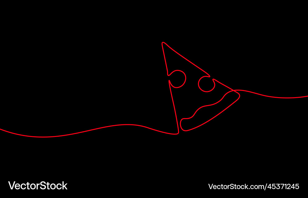 One continuous line pizza slice menu concept One continuous line pizza slice menu concept vector image