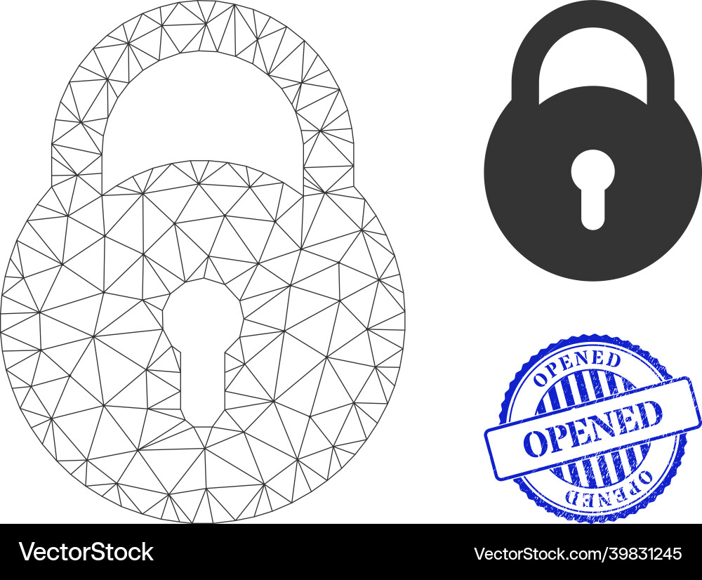 Opened distress rubber imprint and web net lock Opened distress rubber imprint and web net lock vector image