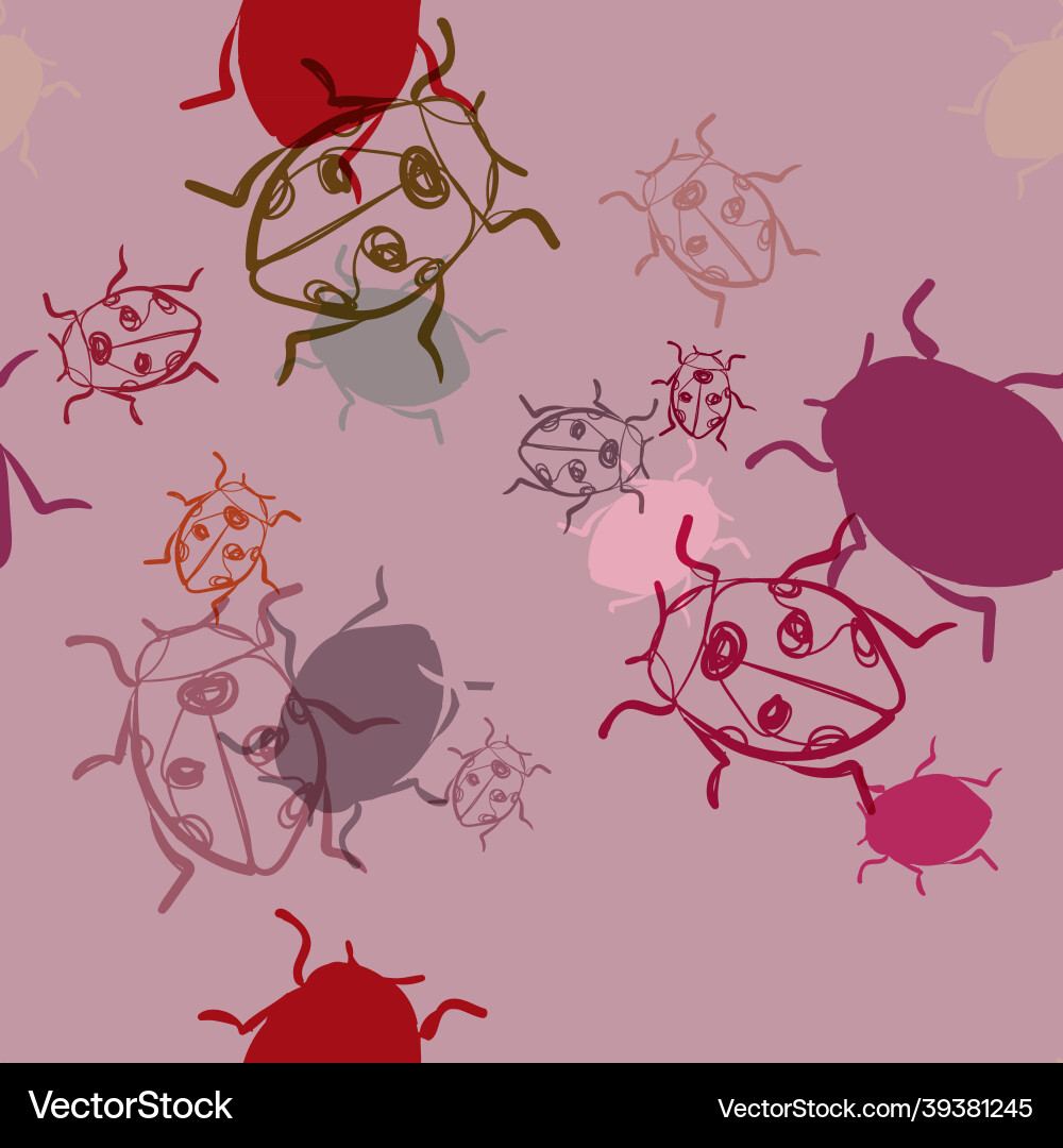 Red Ladybug Seamless Pattern vector image