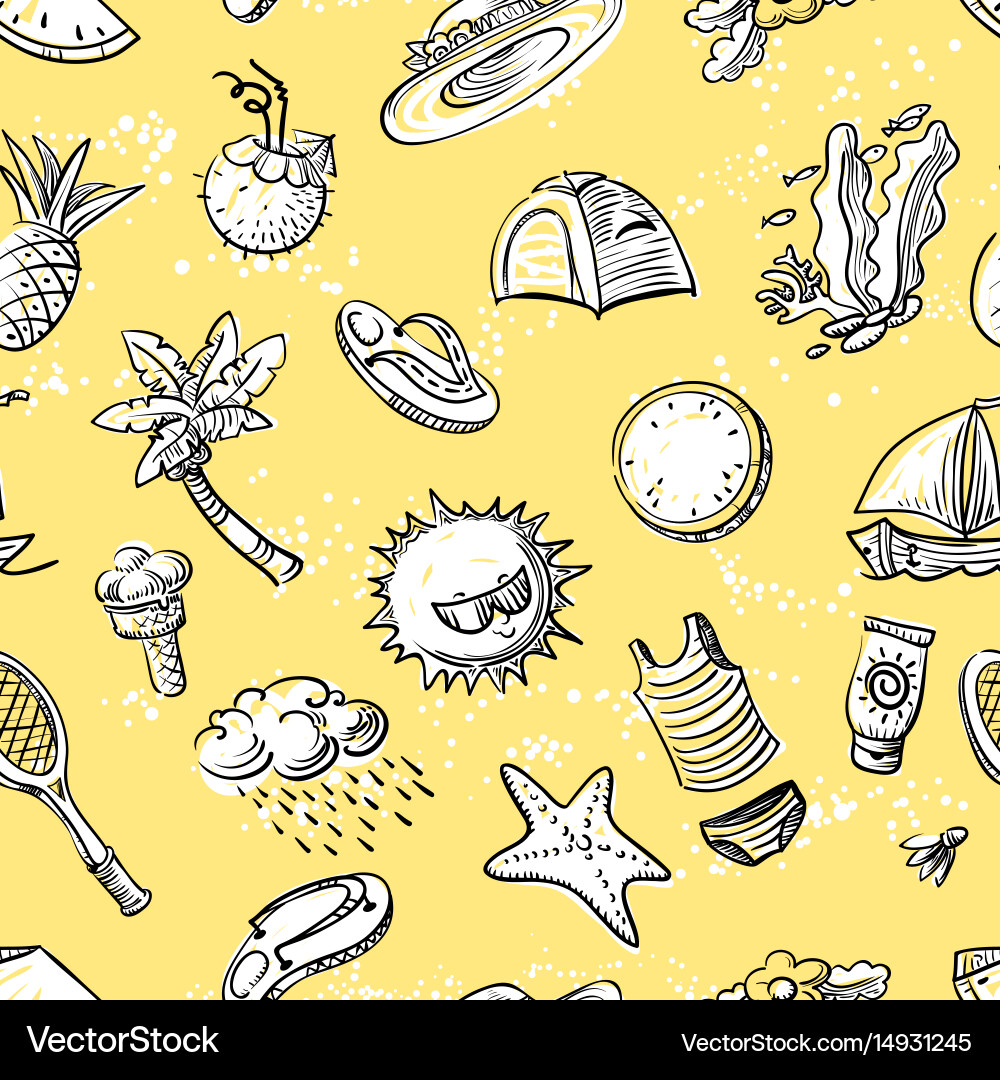 Summer objects seamless pattern Vector Image