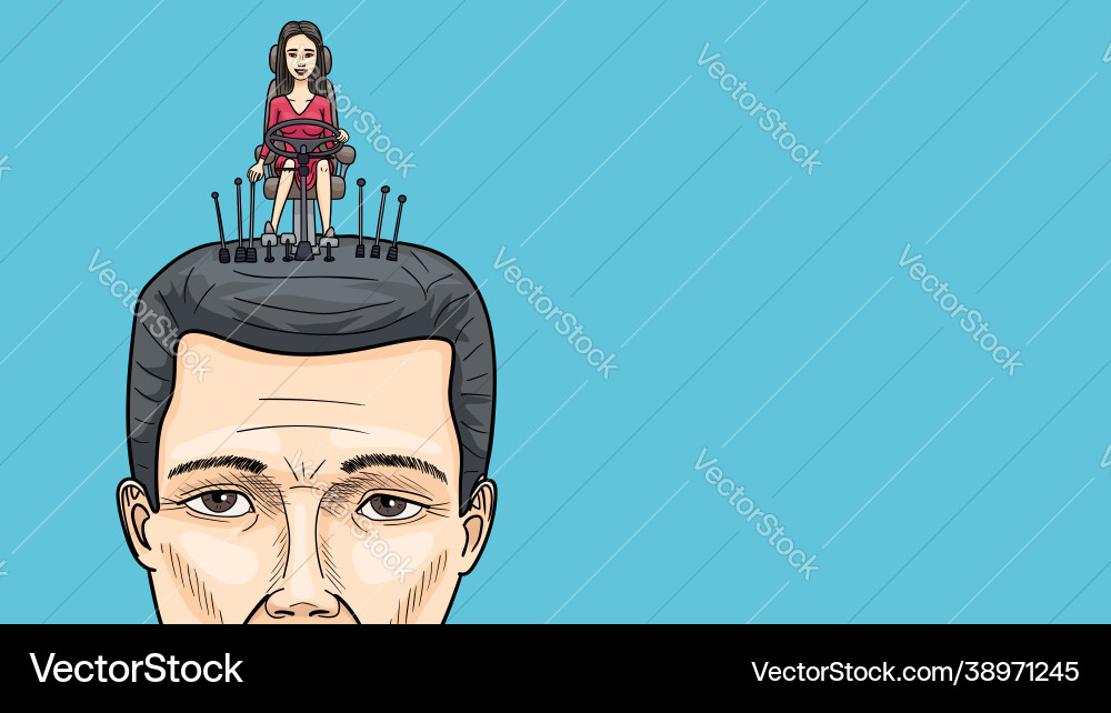 Thoughts and actions a man are controlled Thoughts and actions a man are controlled vector image