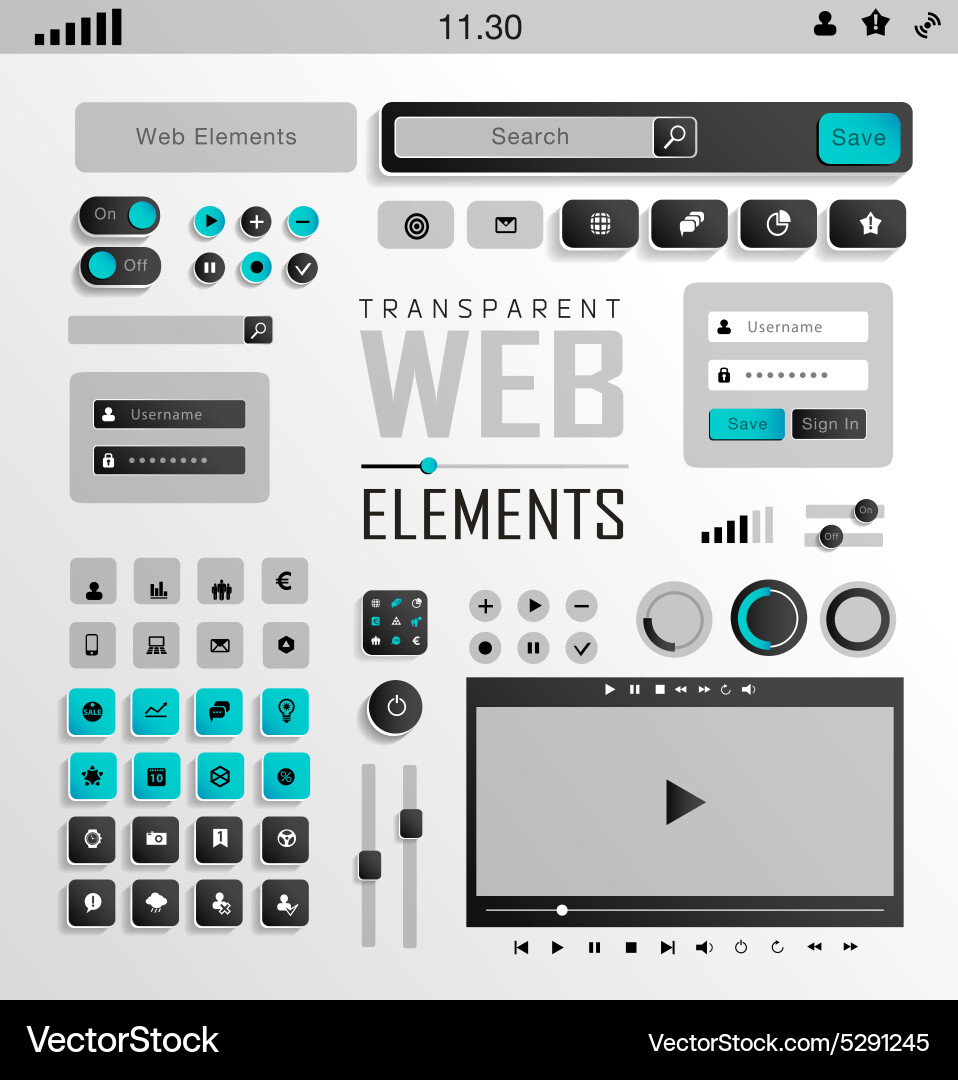 Web elements buttons and labels site vector image