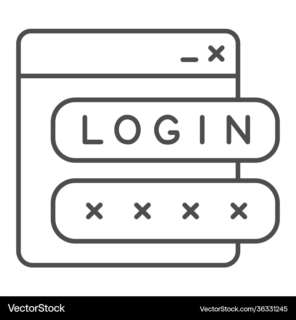 Webpage with user authorization thin line icon Webpage with user authorization thin line icon vector image