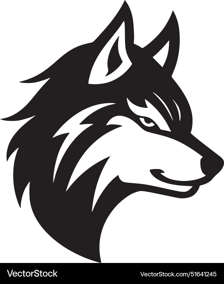Wolf - black and white Royalty Free Vector Image