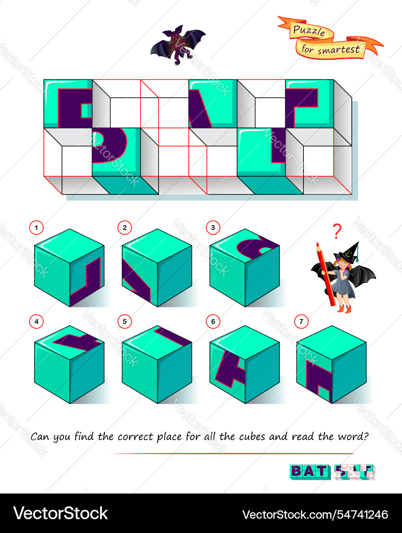 3D Puzzle Logic Game - IQ Test vector image