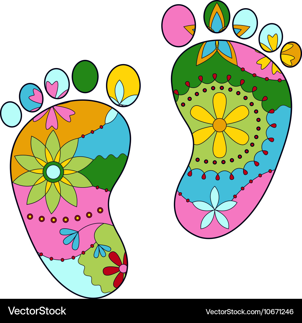 Baby Foot Silhouettes - Pastel Colors vector image