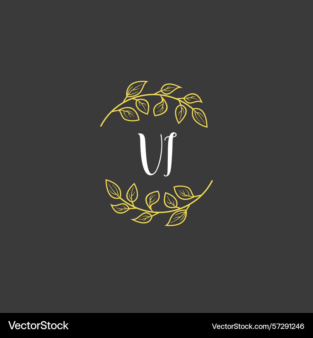 Botanical monogram logos with initial vi Botanical monogram logos with initial vi Vector Image