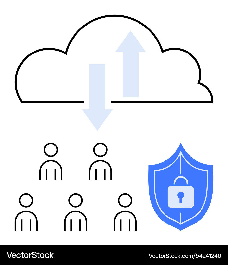 Cloud computing security concept with user data Cloud computing security concept with user data vector image