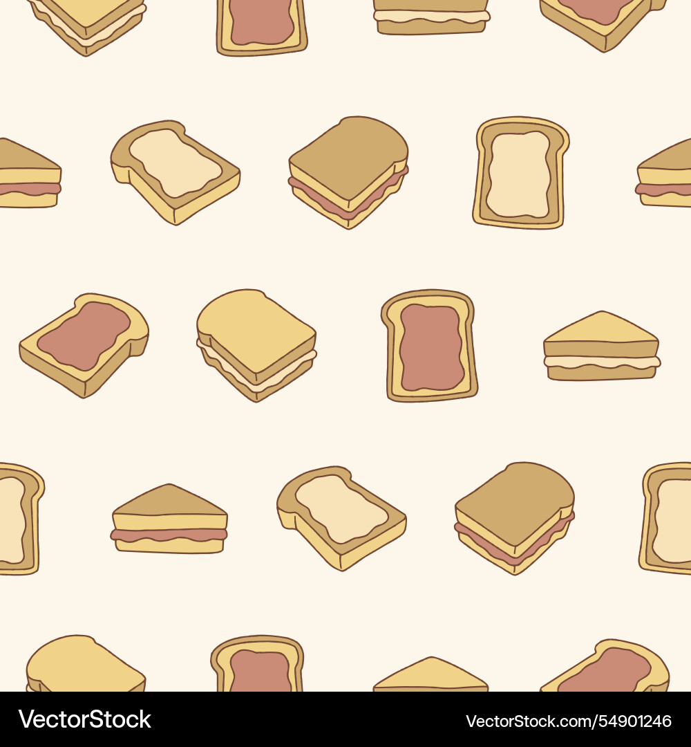 Collection of peanut bread seamless pattern design Collection of peanut bread seamless pattern design vector image