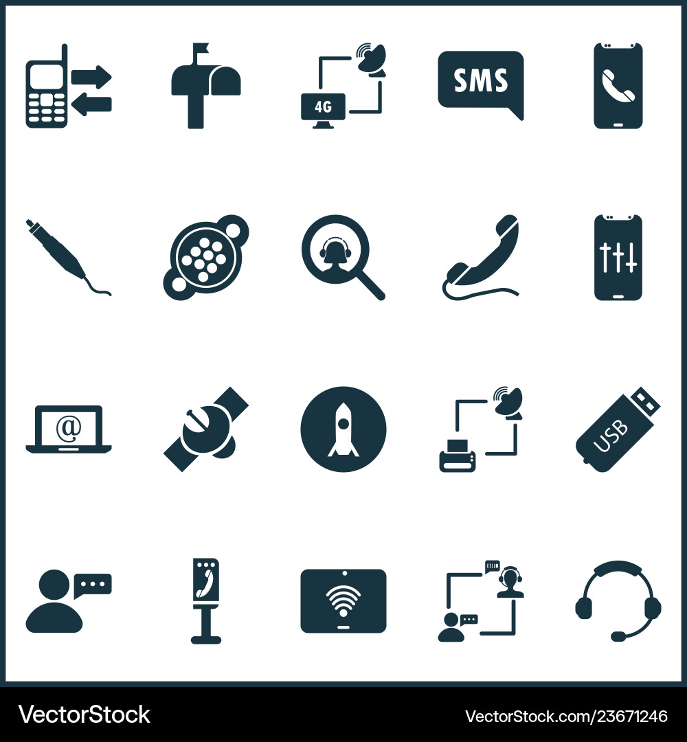 Connection icons set with satellite computer Connection icons set with satellite computer vector image