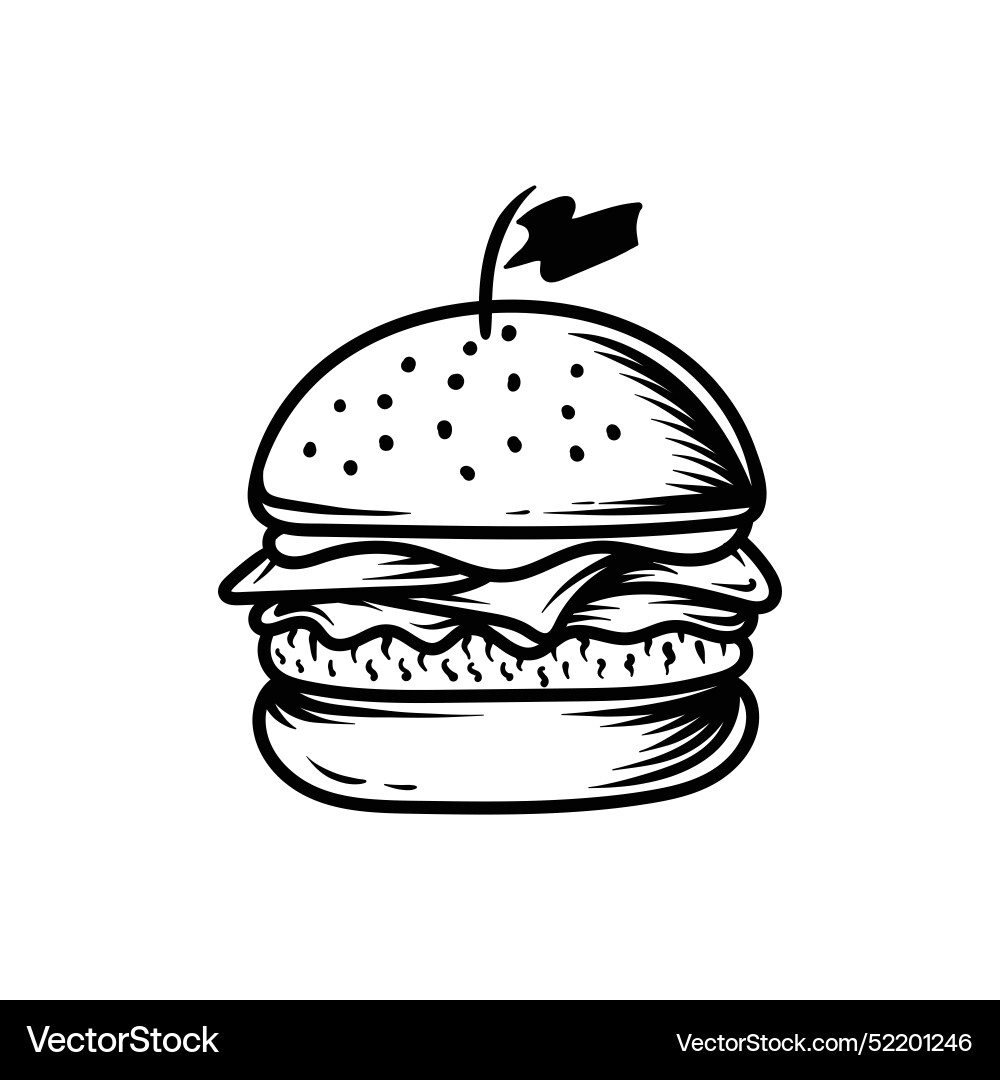Doppelkäseburger Linie Kunst Stil Skizze classic Doppelkäseburger Linie Kunst Stil Skizze classic vektorbild
