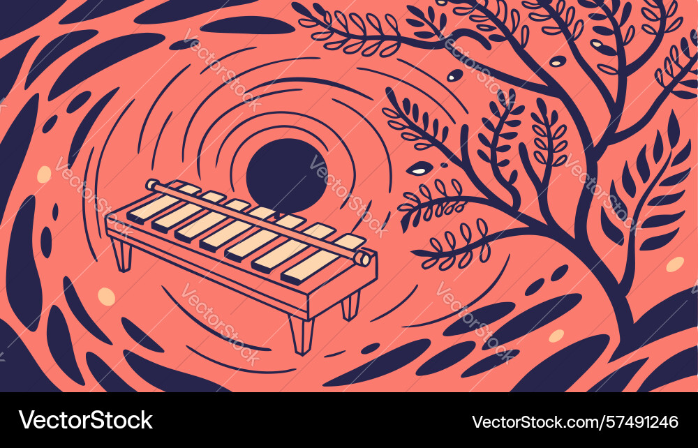 Dynamic marimba with swirling abstract forms Vector Image