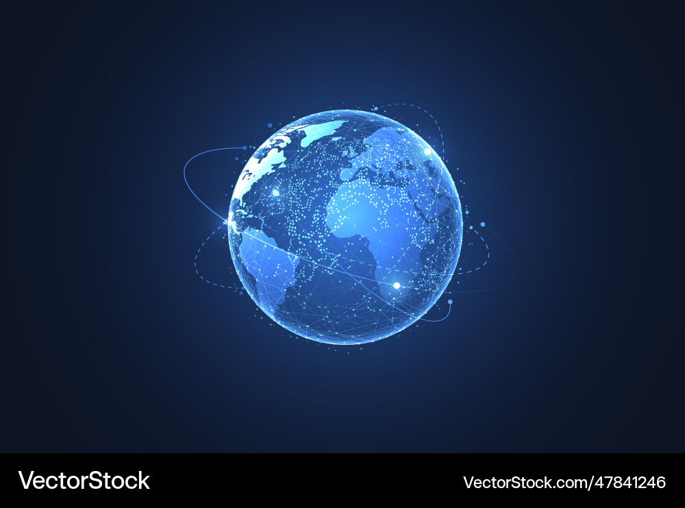 Global network connection world map point Global network connection world map point vector image