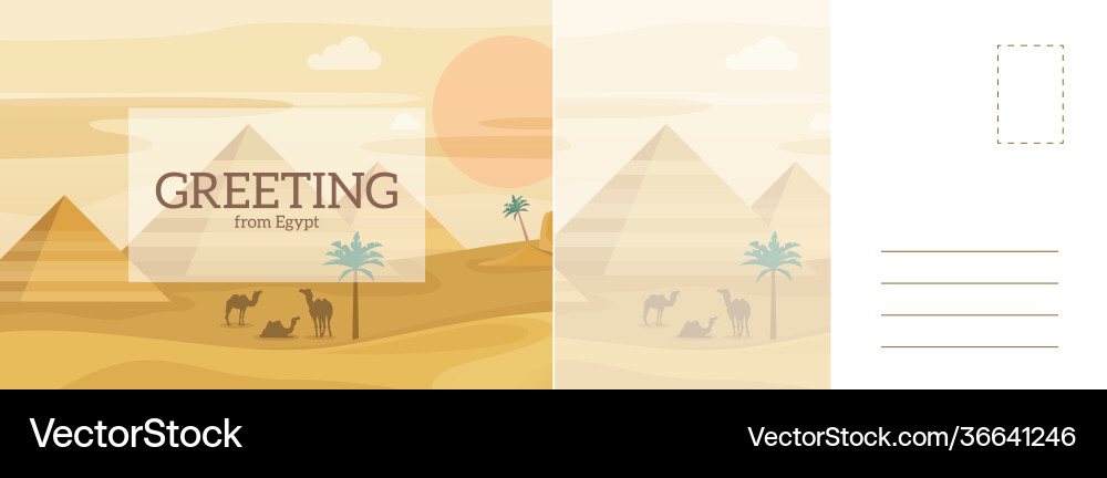 Greeting from egypt travel card desert landscape Vector Image