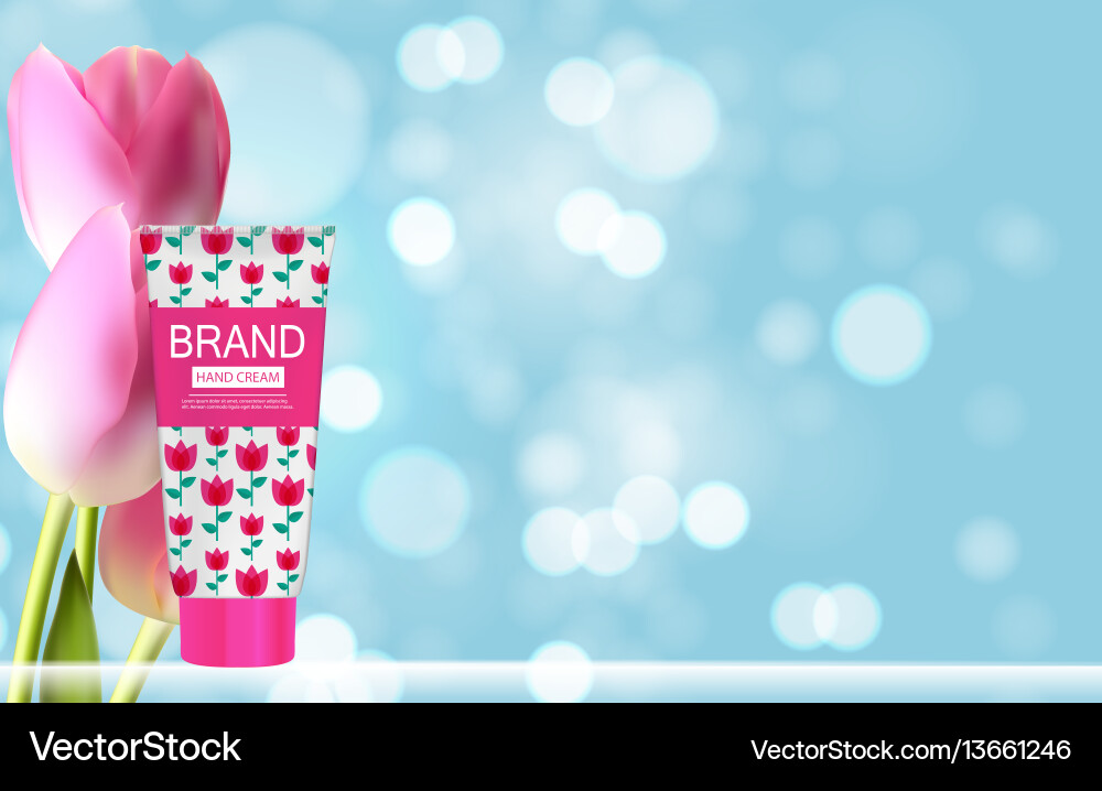 Hand care cream bottle tube template for ads Hand care cream bottle tube template for ads vector image