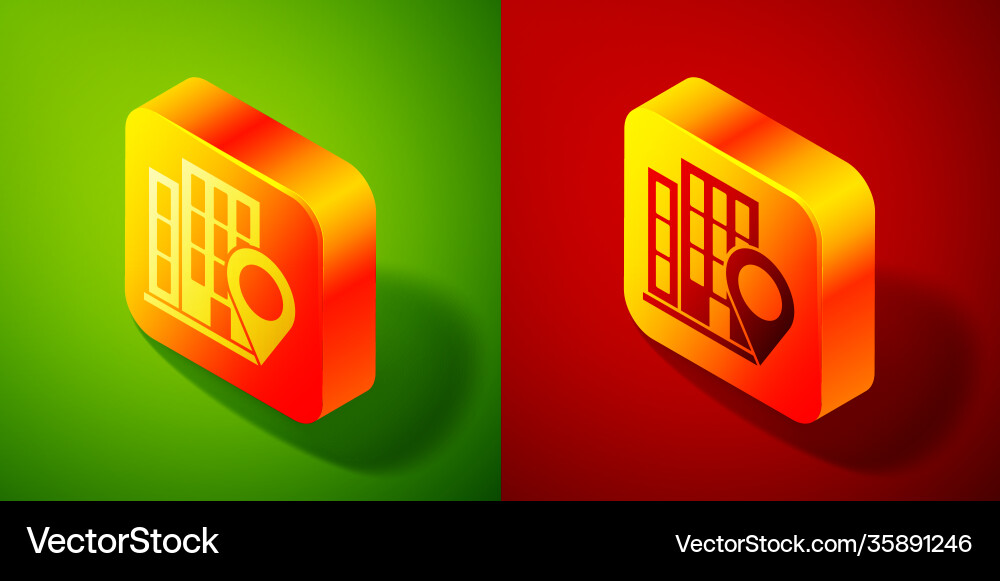 Isometric map pointer with house icon isolated Isometric map pointer with house icon isolated vector image