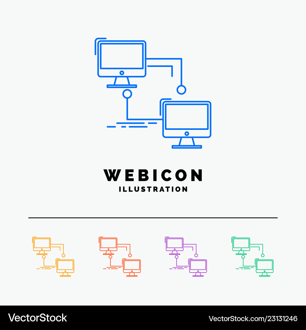 Local lan connection sync computer 5 color line Local lan connection sync computer 5 color line Vector Image