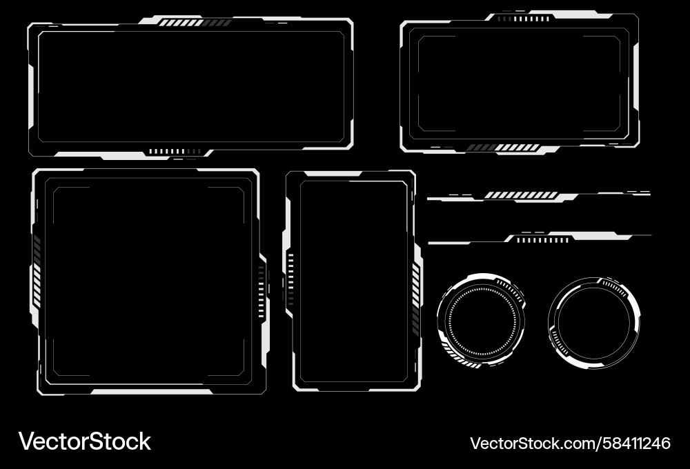Modern White & Grey HUD Frames Vector Image