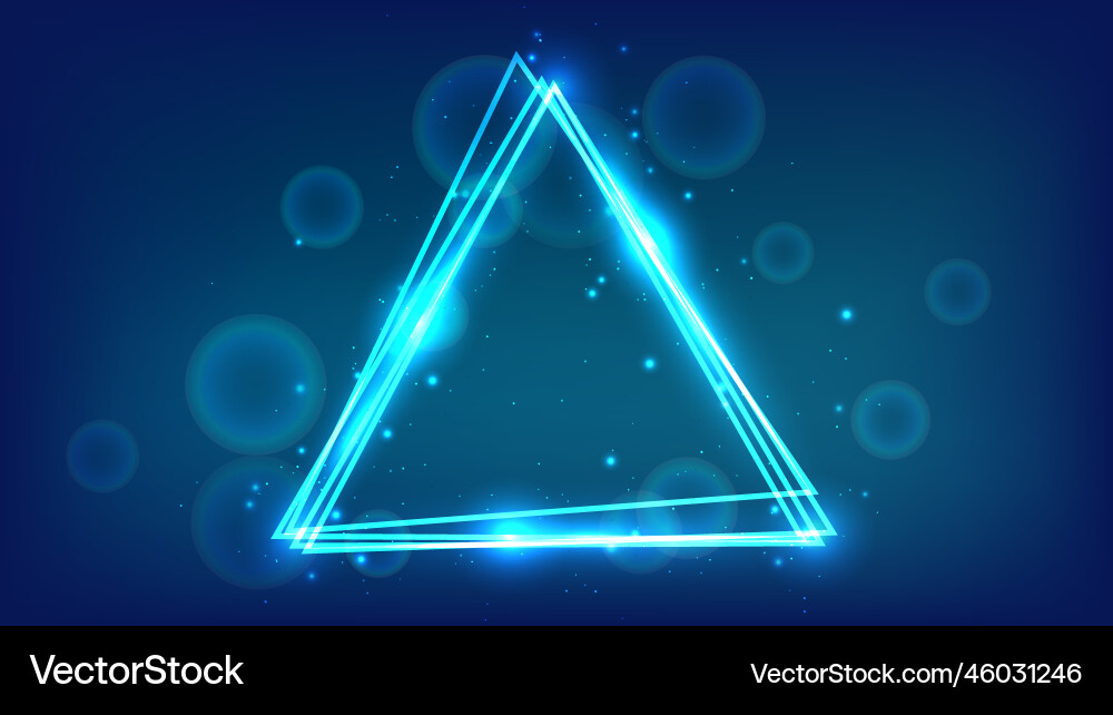 Neon triangular frame with shining effects Neon triangular frame with shining effects Vector Image