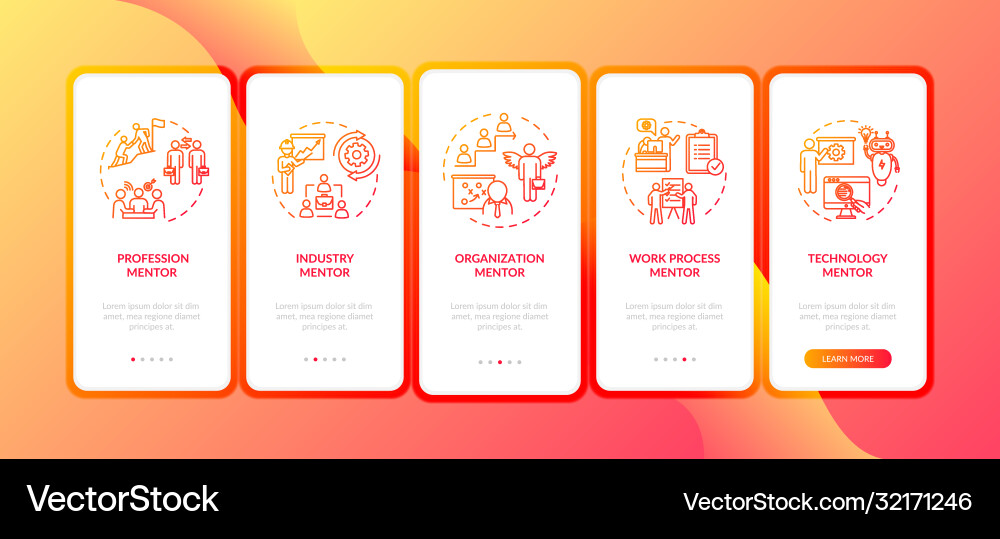 Onboarding mobile app page screen with concepts Onboarding mobile app page screen with concepts Vector Image