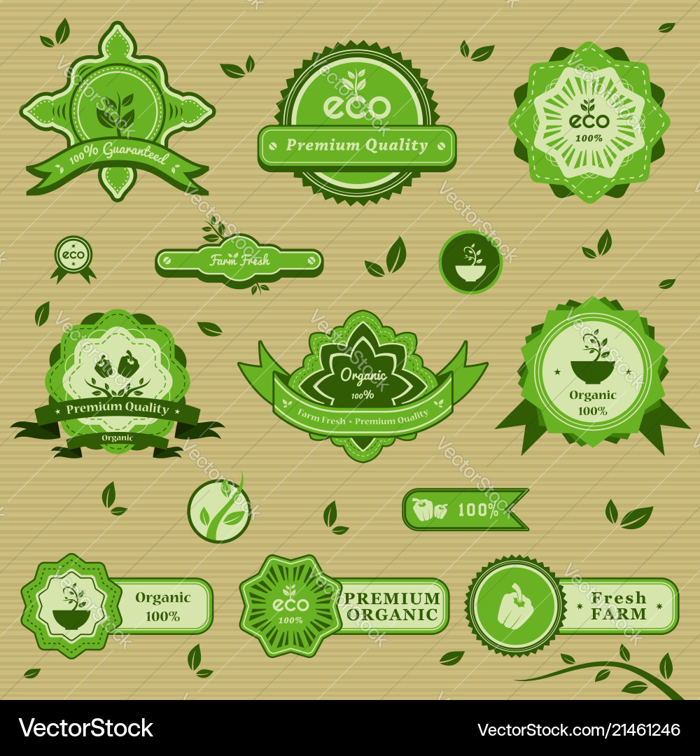 Organic labels Royalty Free Vector Image - VectorStock