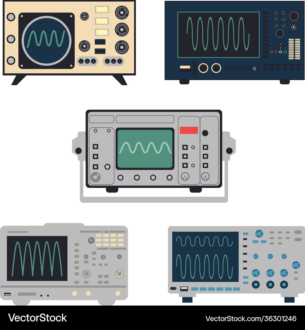 Oscilloscope Instruments Set vector image