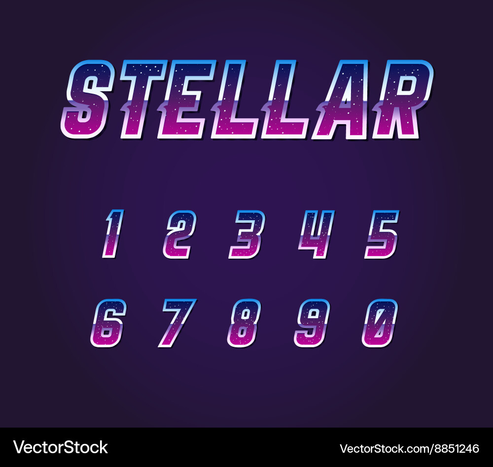 Retro Sci-Fi Font Numbers - 80s Style vector image