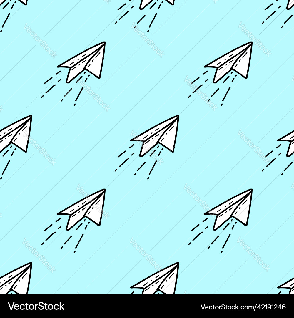 Seamless pattern with paper plane Vector Image
