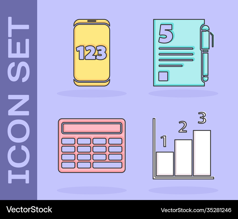 Set graph schedule chart diagram mobile Set graph schedule chart diagram mobile vector image