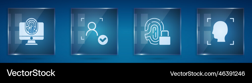 Set monitor with fingerprint face recognition Set monitor with fingerprint face recognition vector image