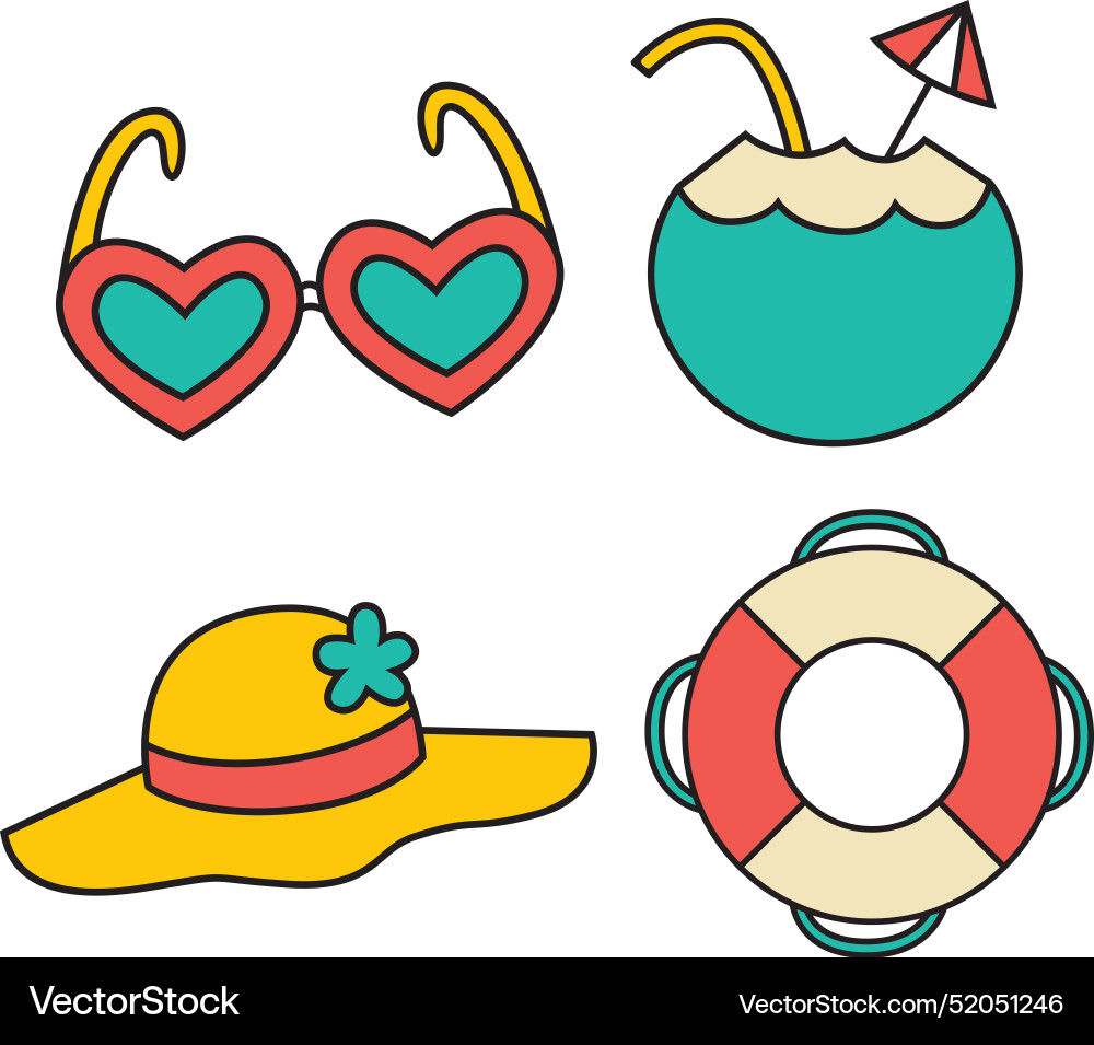 Set of summer element Set of summer element Vector Image